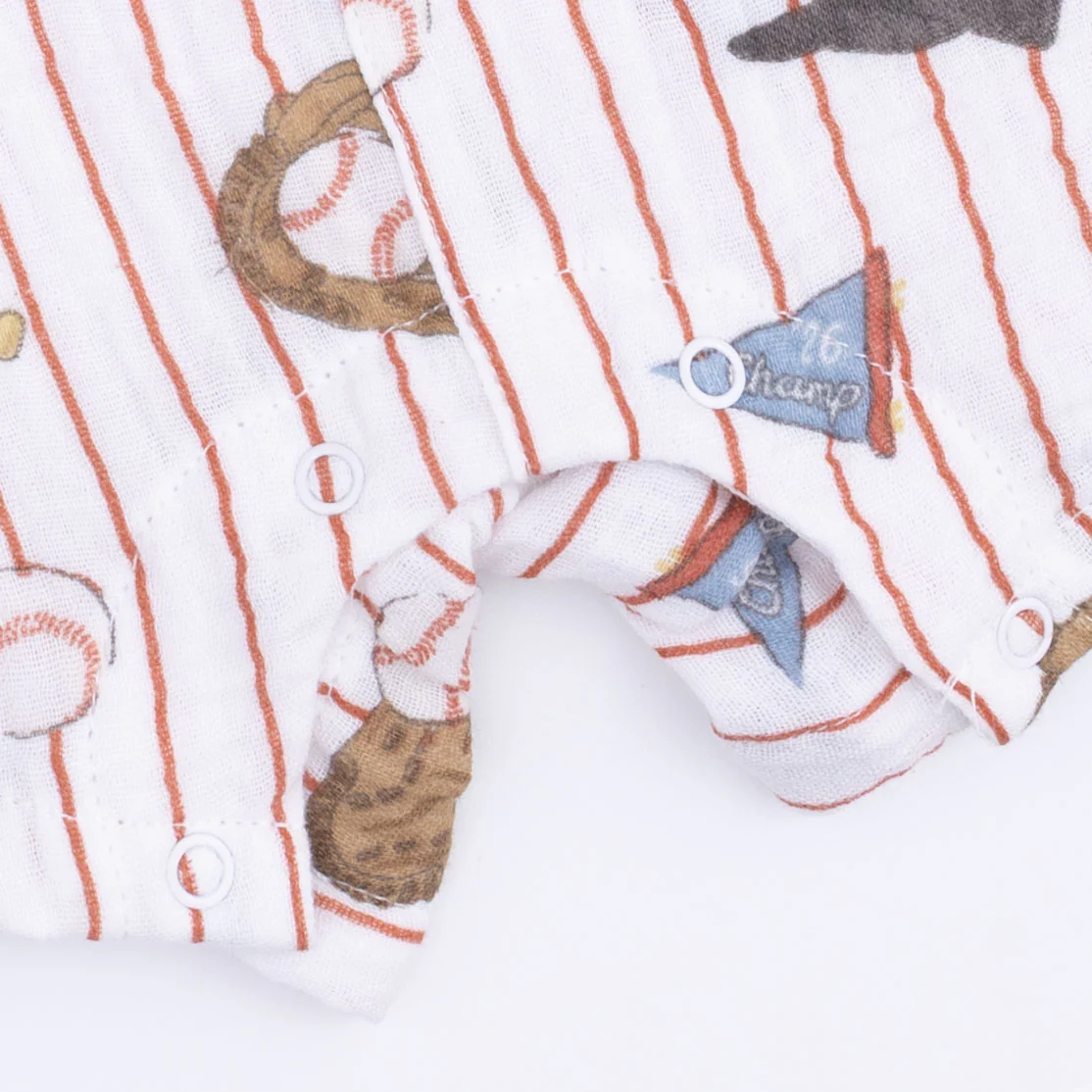 Vintage Baseball Stripe - Muslin Sleeveless Shortie Romper with Bucket Hat - Image 5