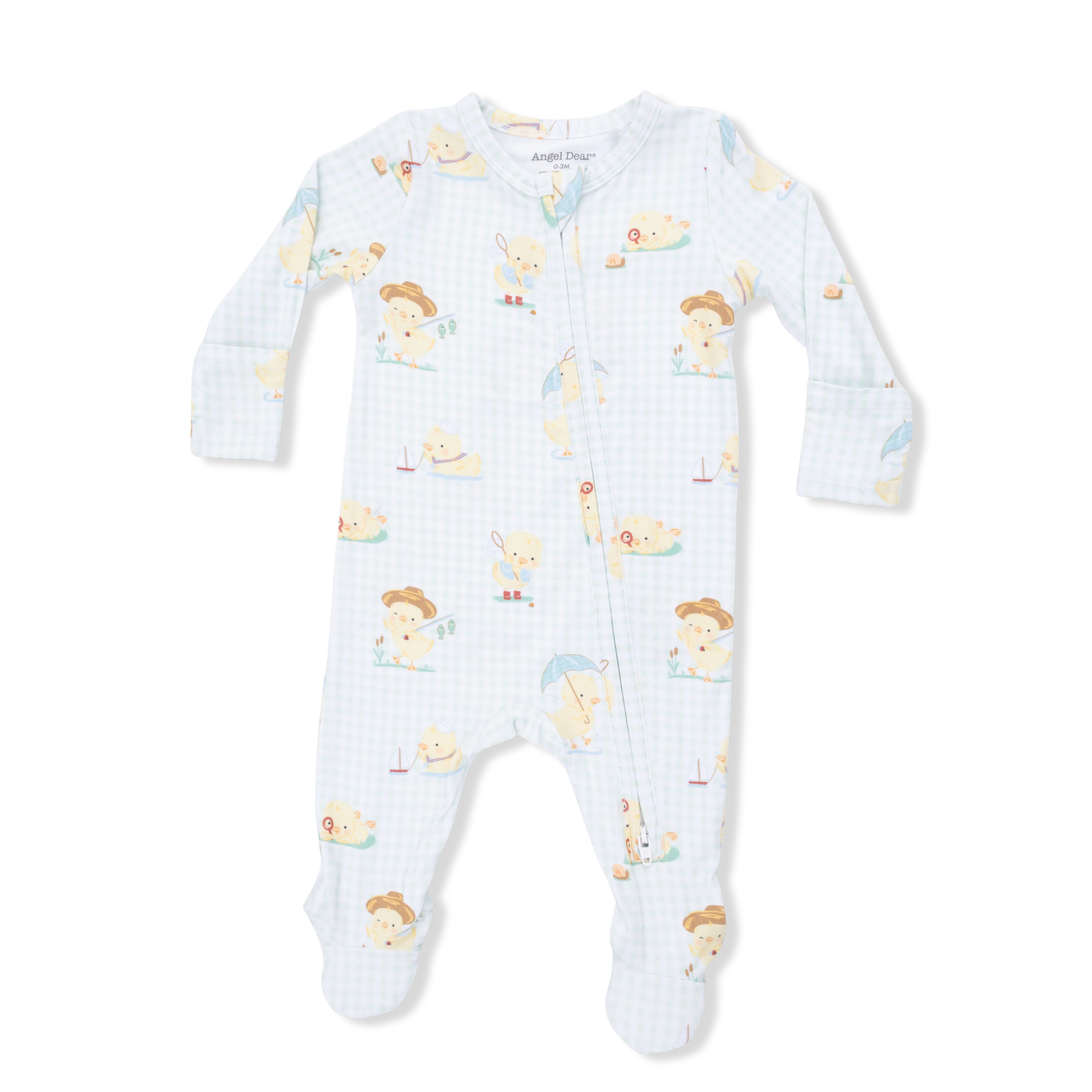 Vintage Spring Ducklings Green - 2 Way Zipper Footie - Image 3