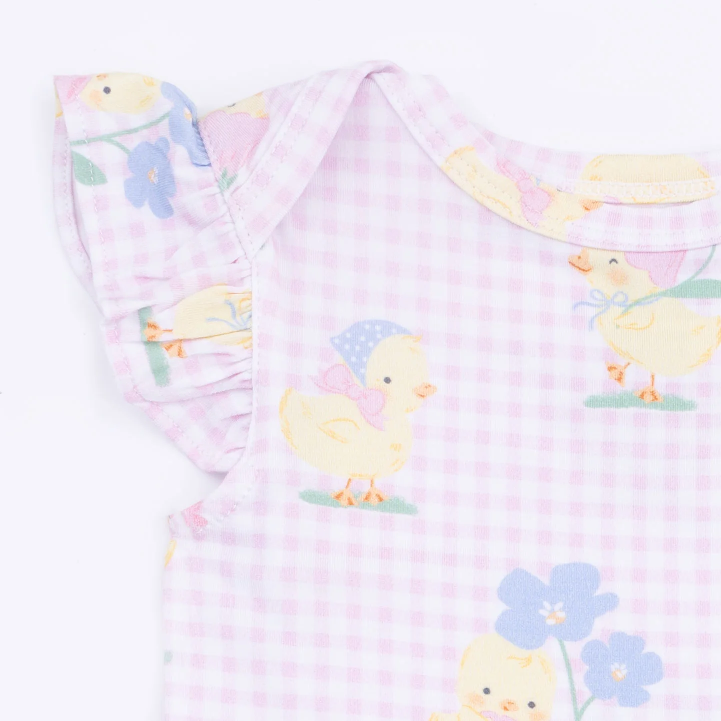 Vintage Spring Ducklings Pink - Ruffle Sleeve Bodysuit - Image 3