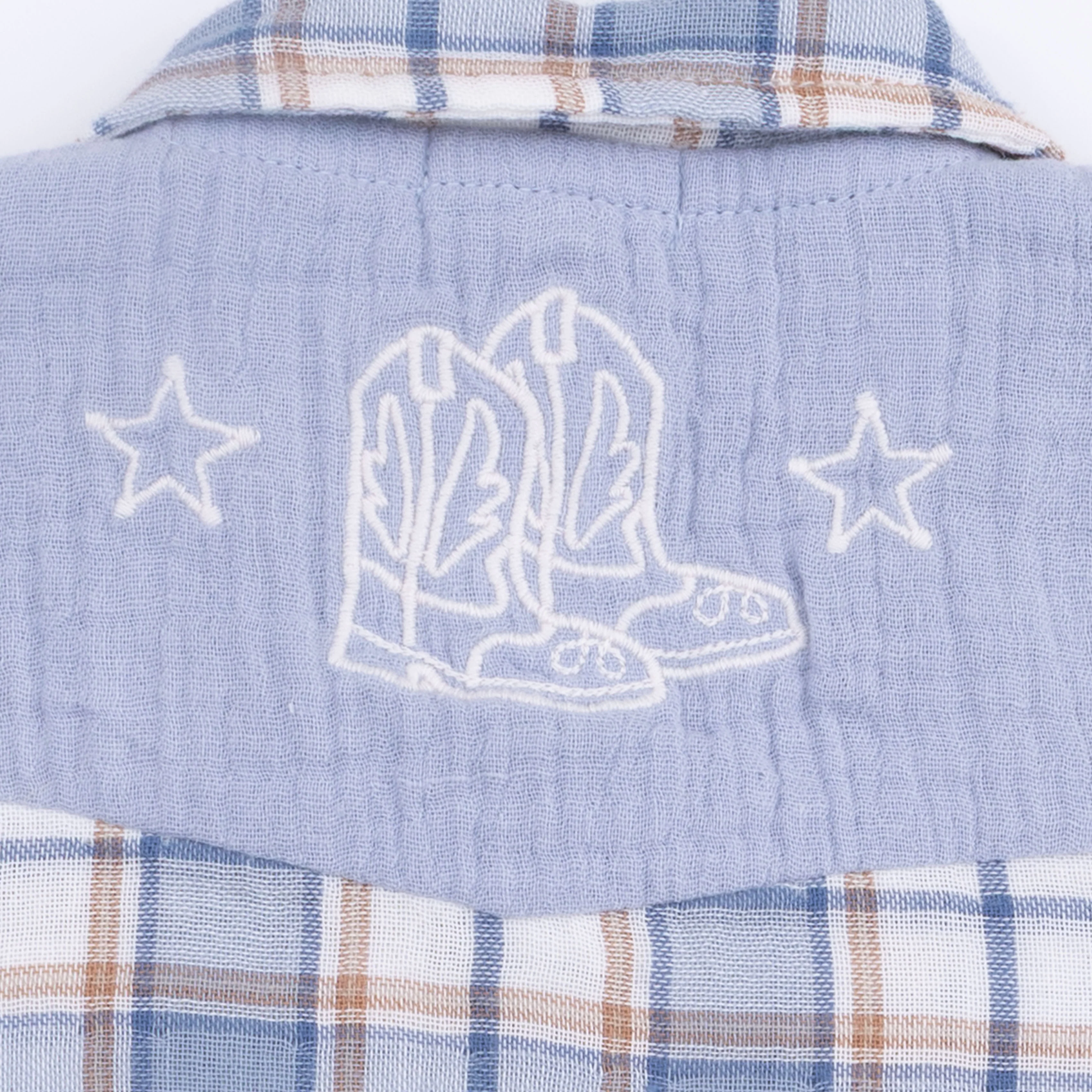 Western Boot Plaid - Short Sleeve Western Pearl Snap Shirt with Casual Short - Image 9