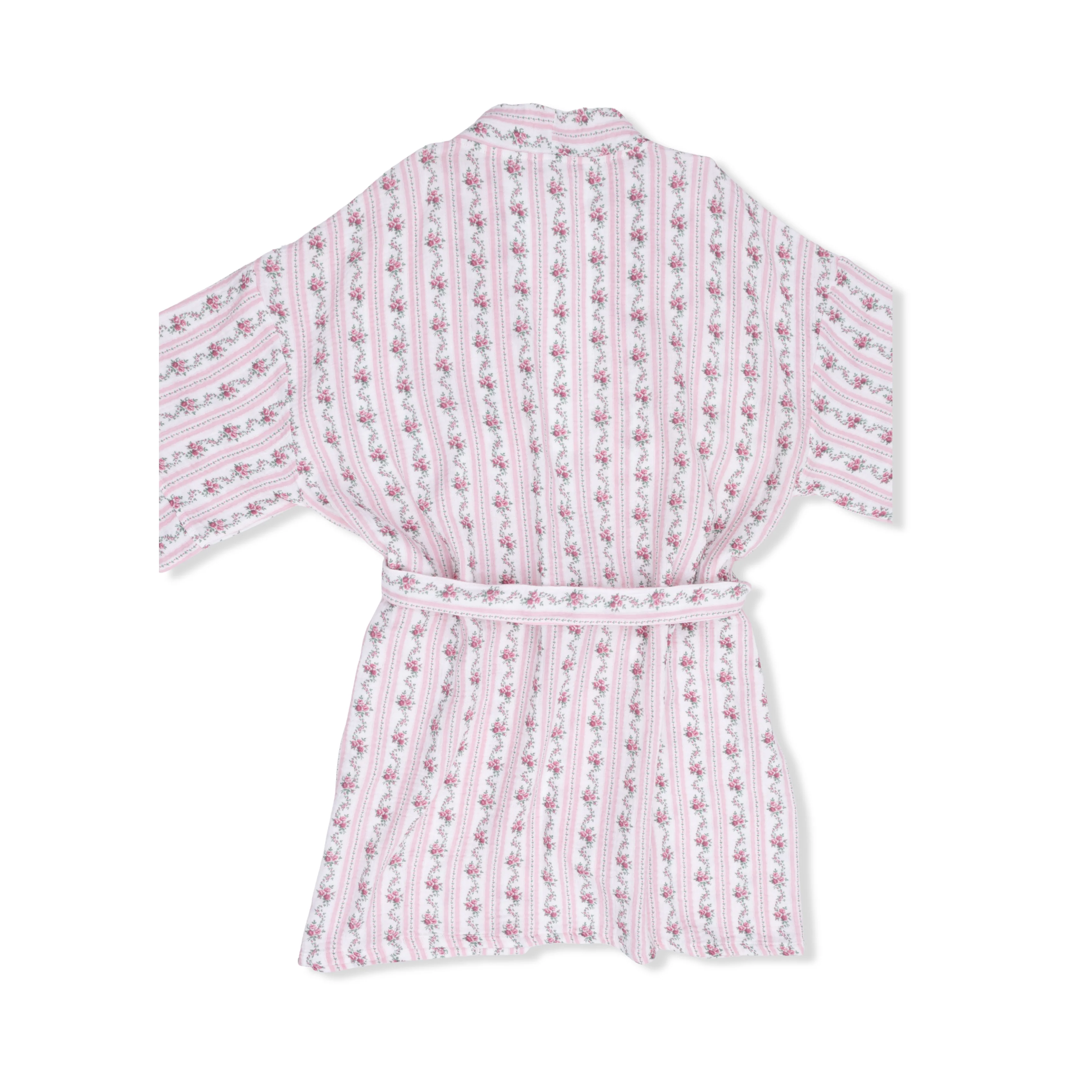 Winding Roses Stripe - Adult Kimono Mid Thigh Robe - Image 3